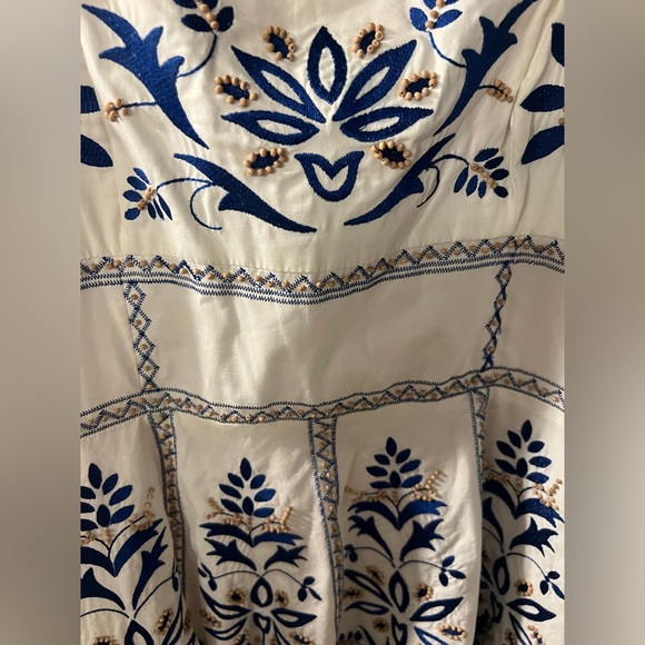 INC International Concepts Womens M Blue White Floral Embroidered A-Line Dress - Picture 5 of 5